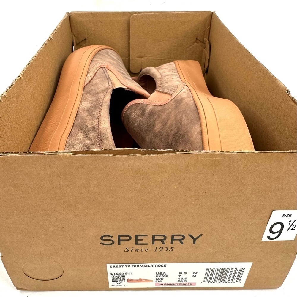 NWT Sperry Shimmer Rose Crest TG Metallic Leather Sneaker slip-on gold 9.5 NIB - Picture 11 of 16